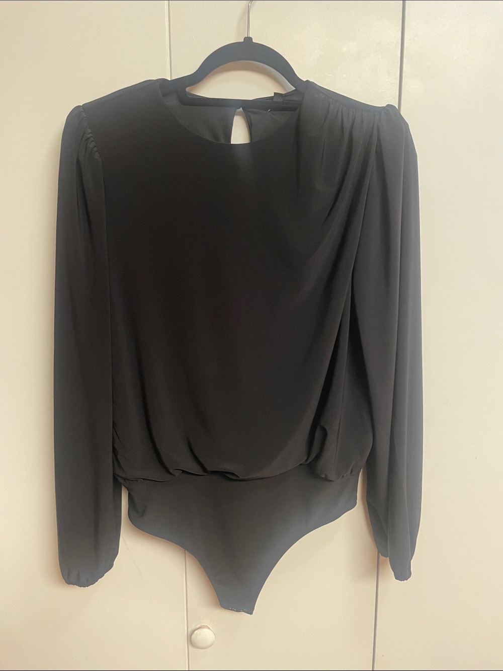 Black Long-Sleeve Bodysuit Top Express